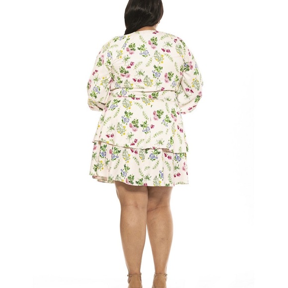 Plus Size Alexia Admor Layla V- Neck Tiered Ruffle Dress - Picture 3 of 7